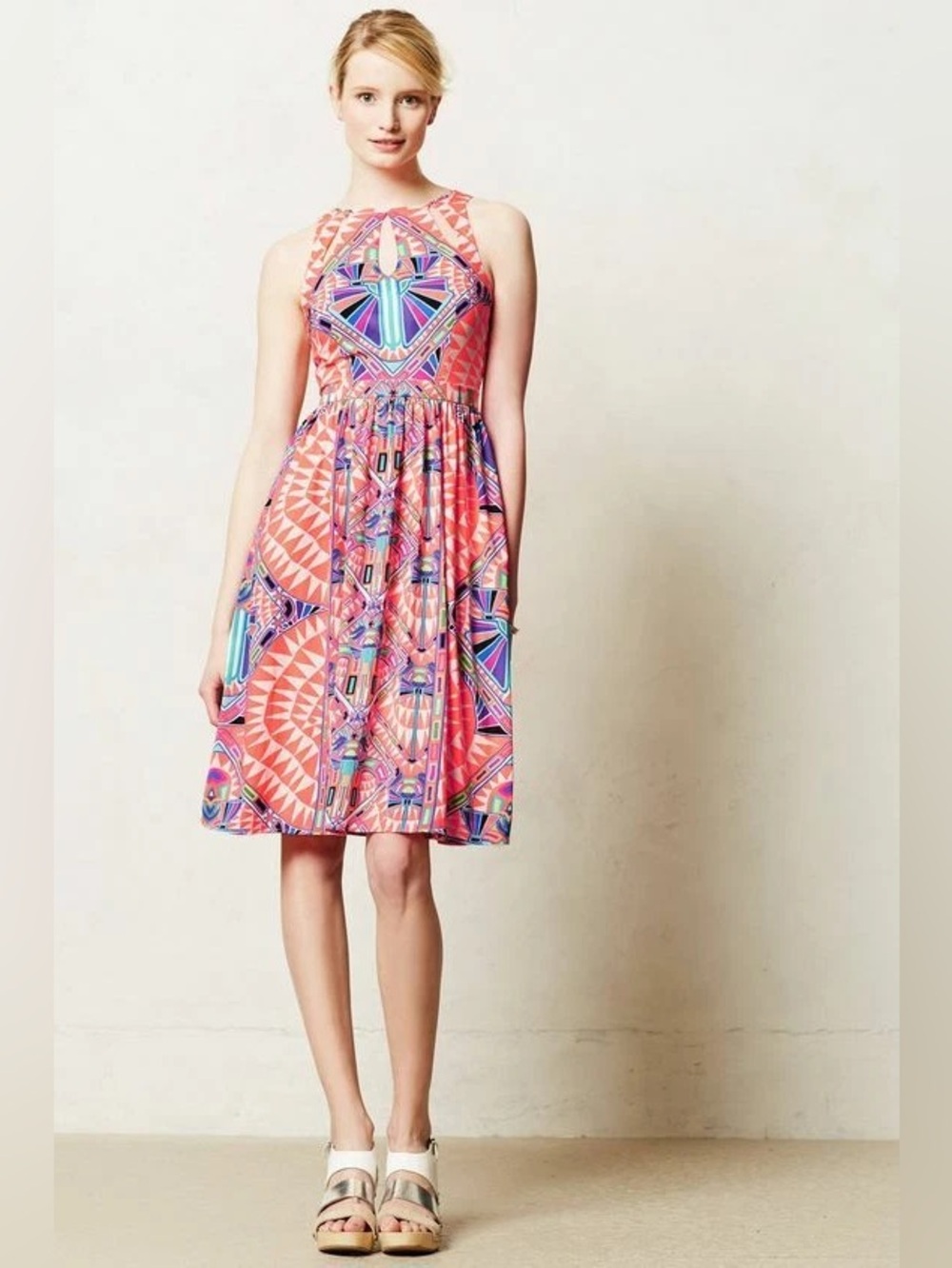 Mara Hoffman Cosmic Coral Fountain Midi Dress sold at Anthropologie